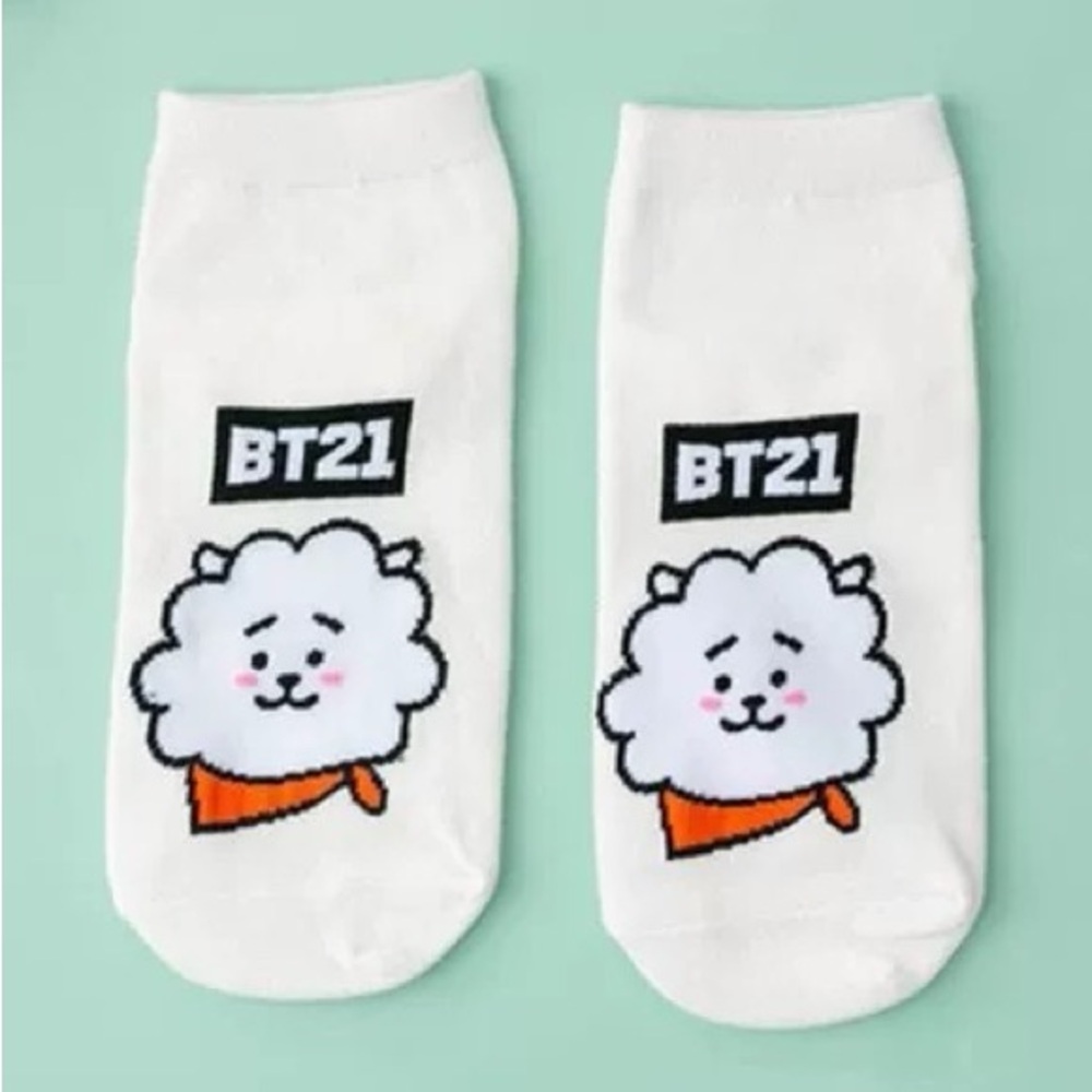 BT21 White Socks with Cartoon Character